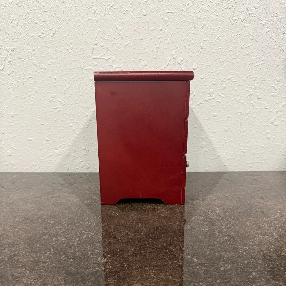 Vintage Red Jewelry Box with Butterfly Accent‎